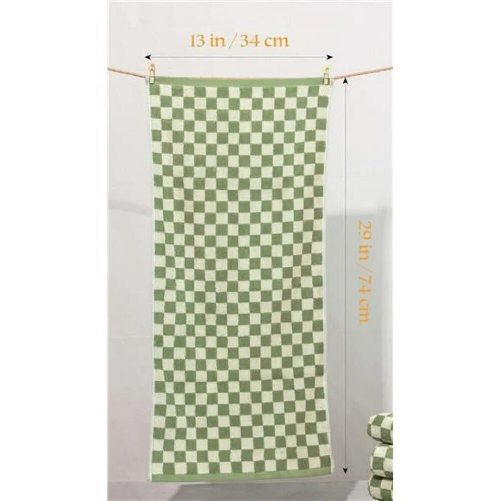 5 Pack Cotton Hand Towels Soft Absorbent Checkered Bathroom Kitchen Gym Spa